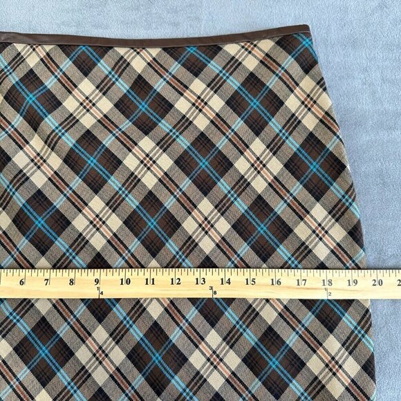 Academia Y2K Mixit Plaid Knee Length Skirt Sz 10 Brown - Picture 5 of 9
